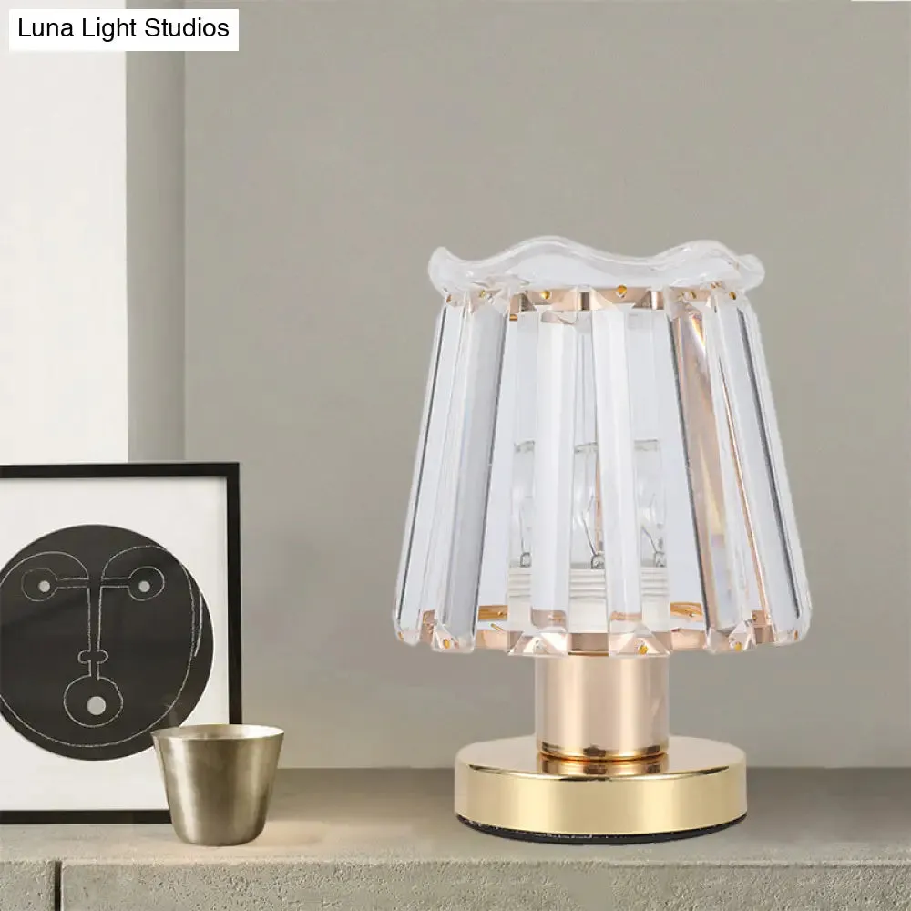 Louise - Gold Beveled Crystal Prisms Tapered Desk Light Minimalist 1 Light Reading Lamp in Gold