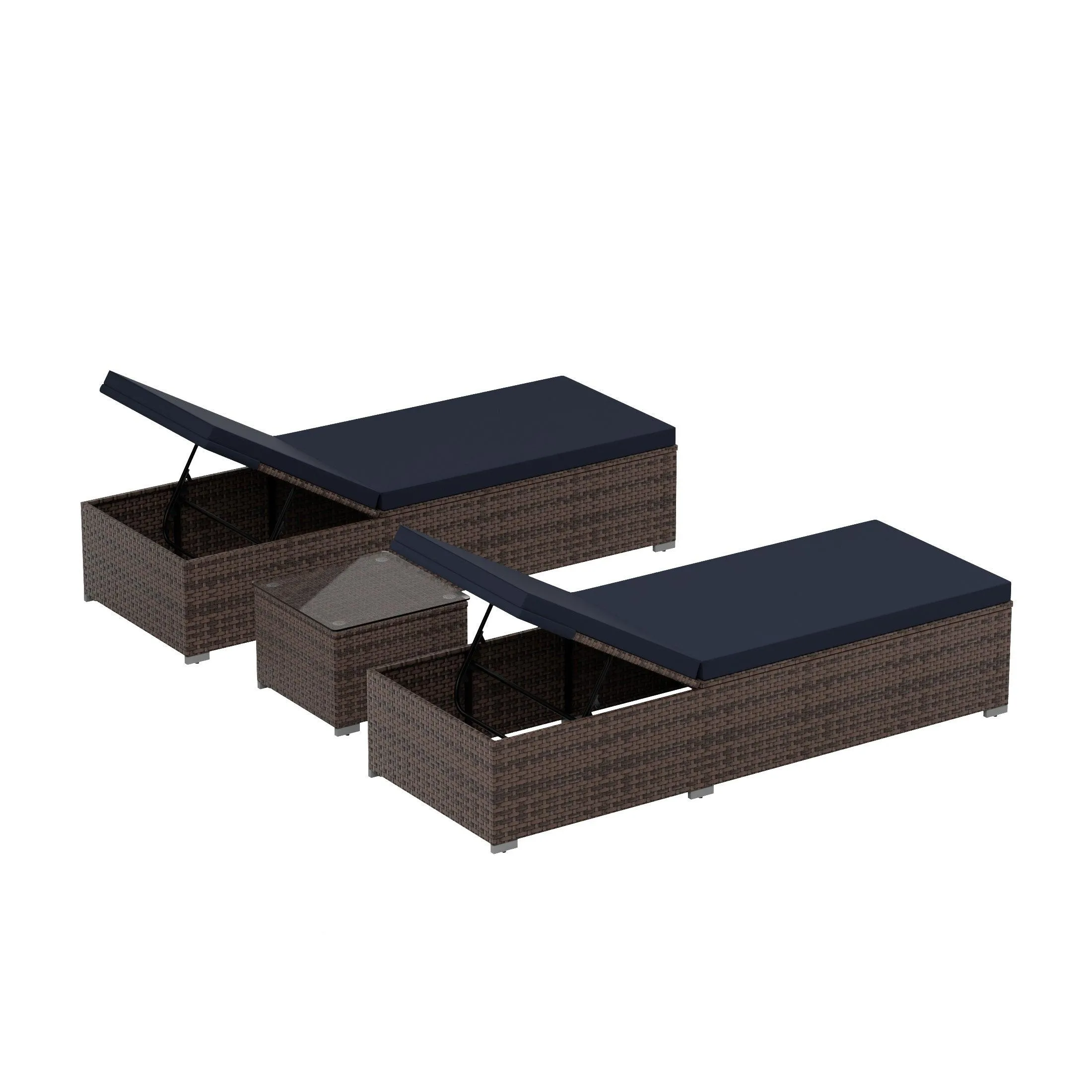 Magnolia Sun Lounger Set With Cushions and Sidetable