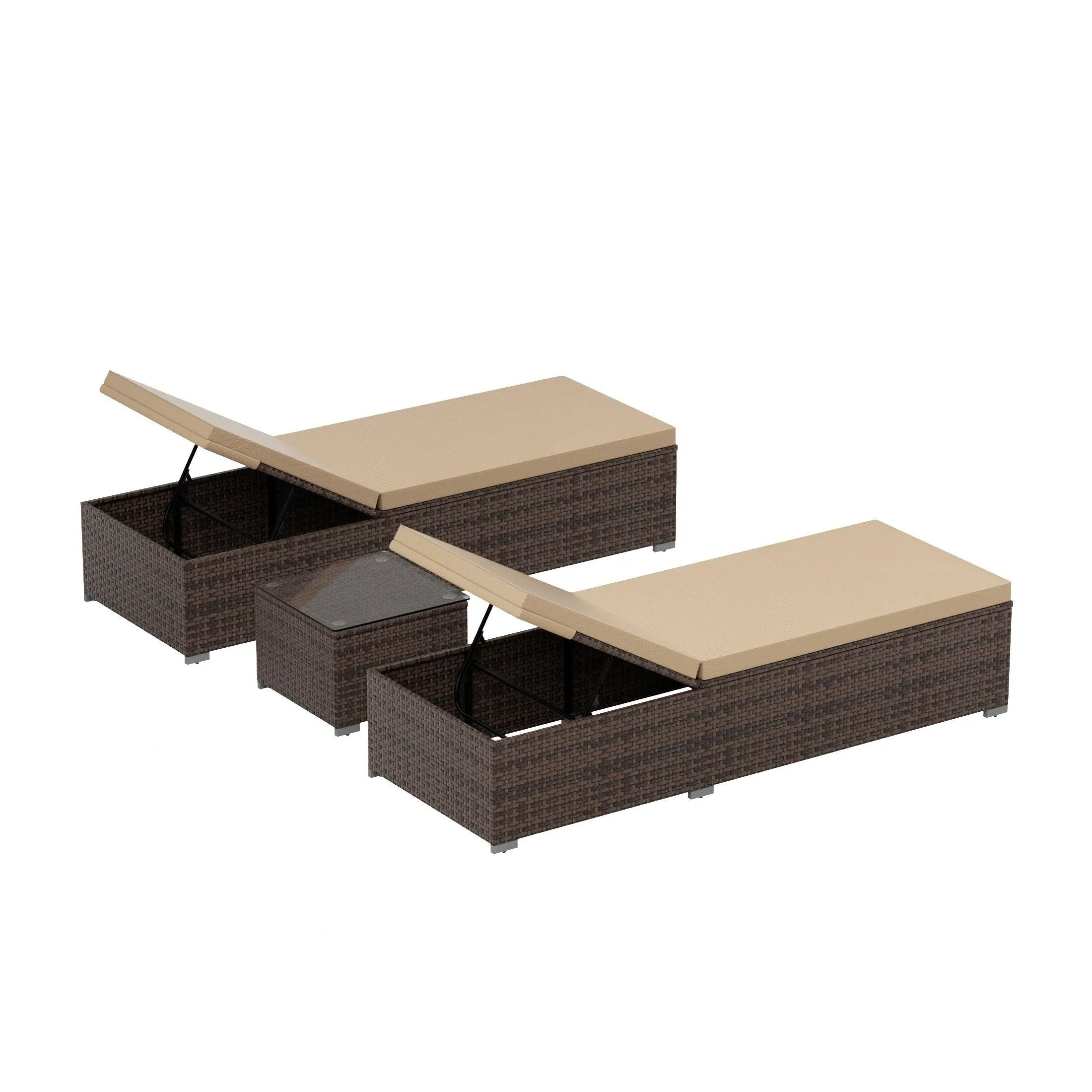 Magnolia Sun Lounger Set With Cushions and Sidetable