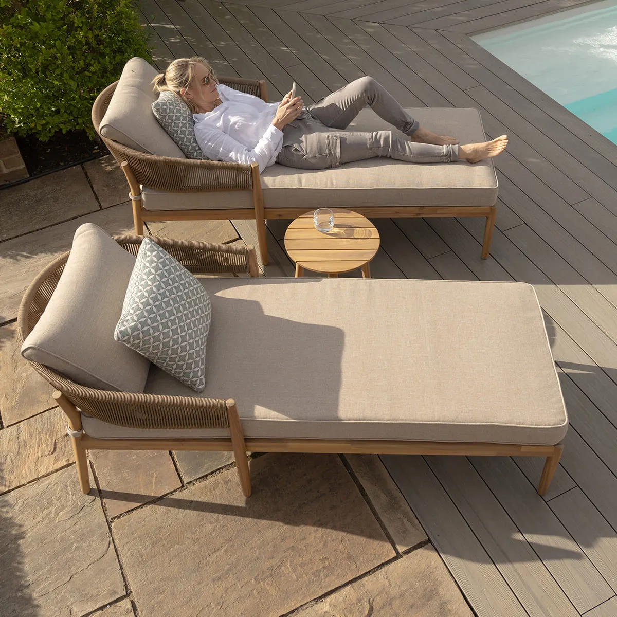 Maze Porto Double Sunlounger Set