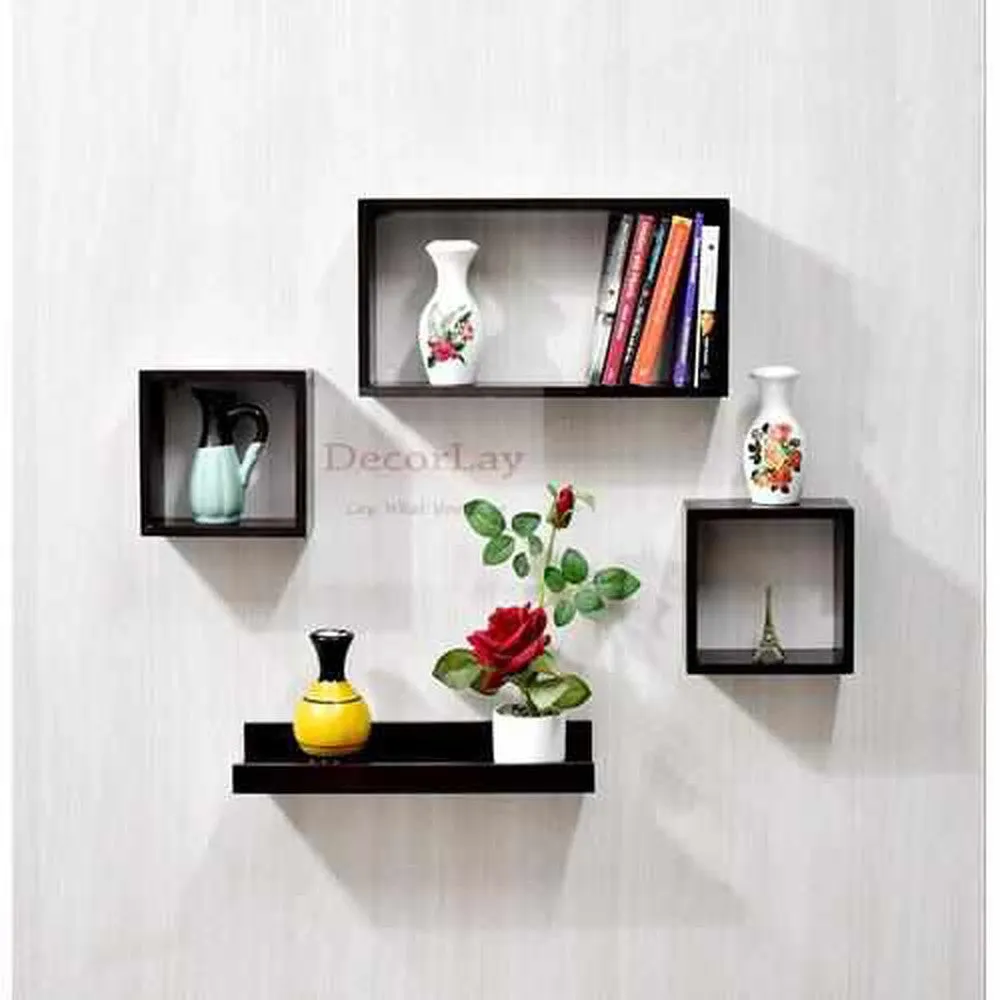 MDF Wall Shelves for Living Room Floating Rack | Set of 4