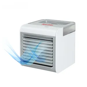 Mini Air Cooler Cools Humidifies 3 Speeds LED Lights 7 Colours White Grey 2077