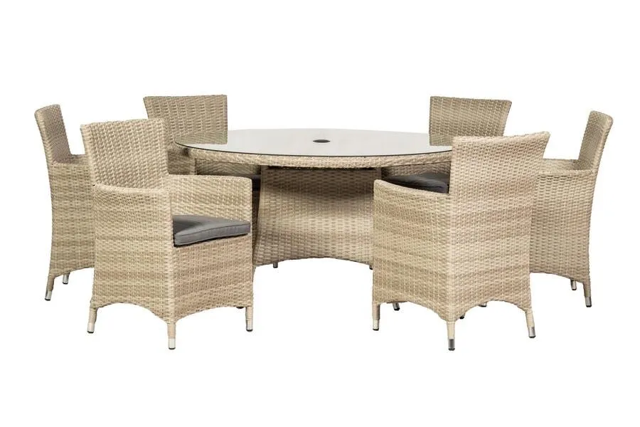 Mirage Rattan- 4 or 6 Seater Round Dining Set- Grey Or Cream