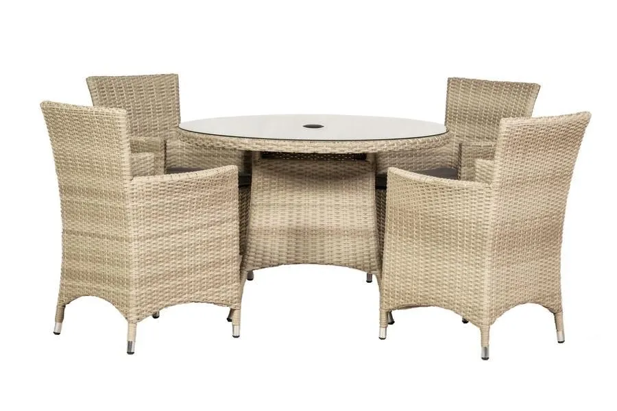 Mirage Rattan- 4 or 6 Seater Round Dining Set- Grey Or Cream