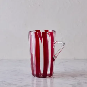 Murano Striped Glass Pitcher, Red & Clear