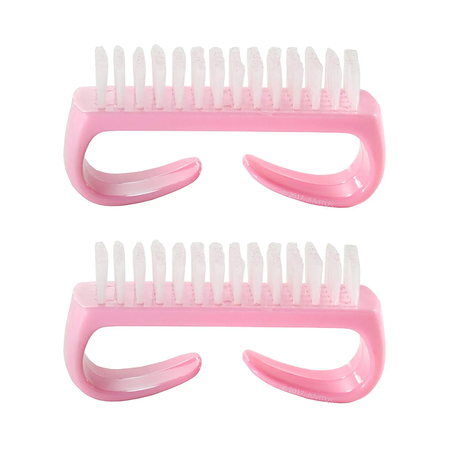 Nail Brush with Durable Plastic Handle 2 pack (Pink)