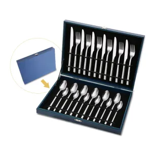 Navy Blue Case Stainless Steel 24Pcs Flatware Set