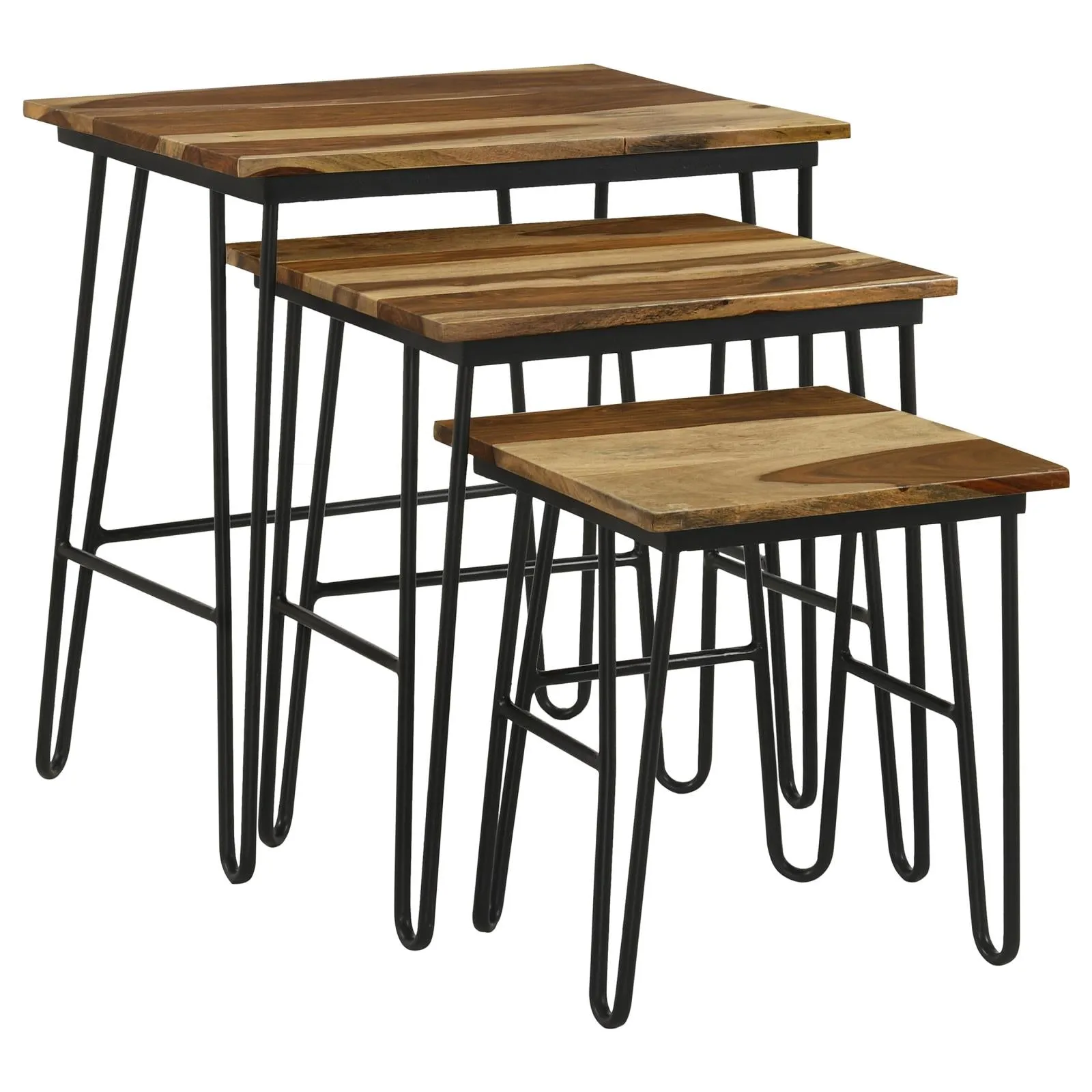 Nayeli 3-Piece Nesting Table with Hairpin Legs Natural/Black