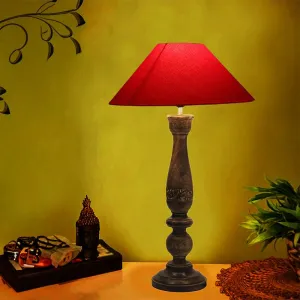 Nihara Wooden Table Lamp - Red