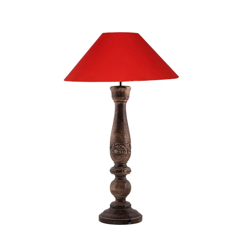 Nihara Wooden Table Lamp - Red