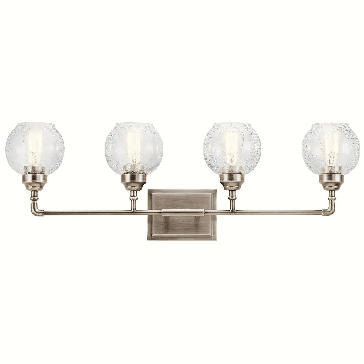 Niles 33 In 4-Lights Bathroom Vanity Light With Clear Seeded Glass, Silver Finish