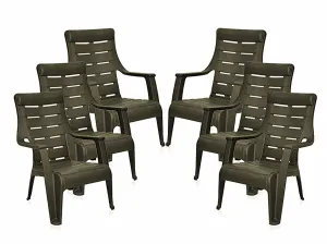 Nilkamal Sunday Garden Chair, Set of 6 (Weather Brown)