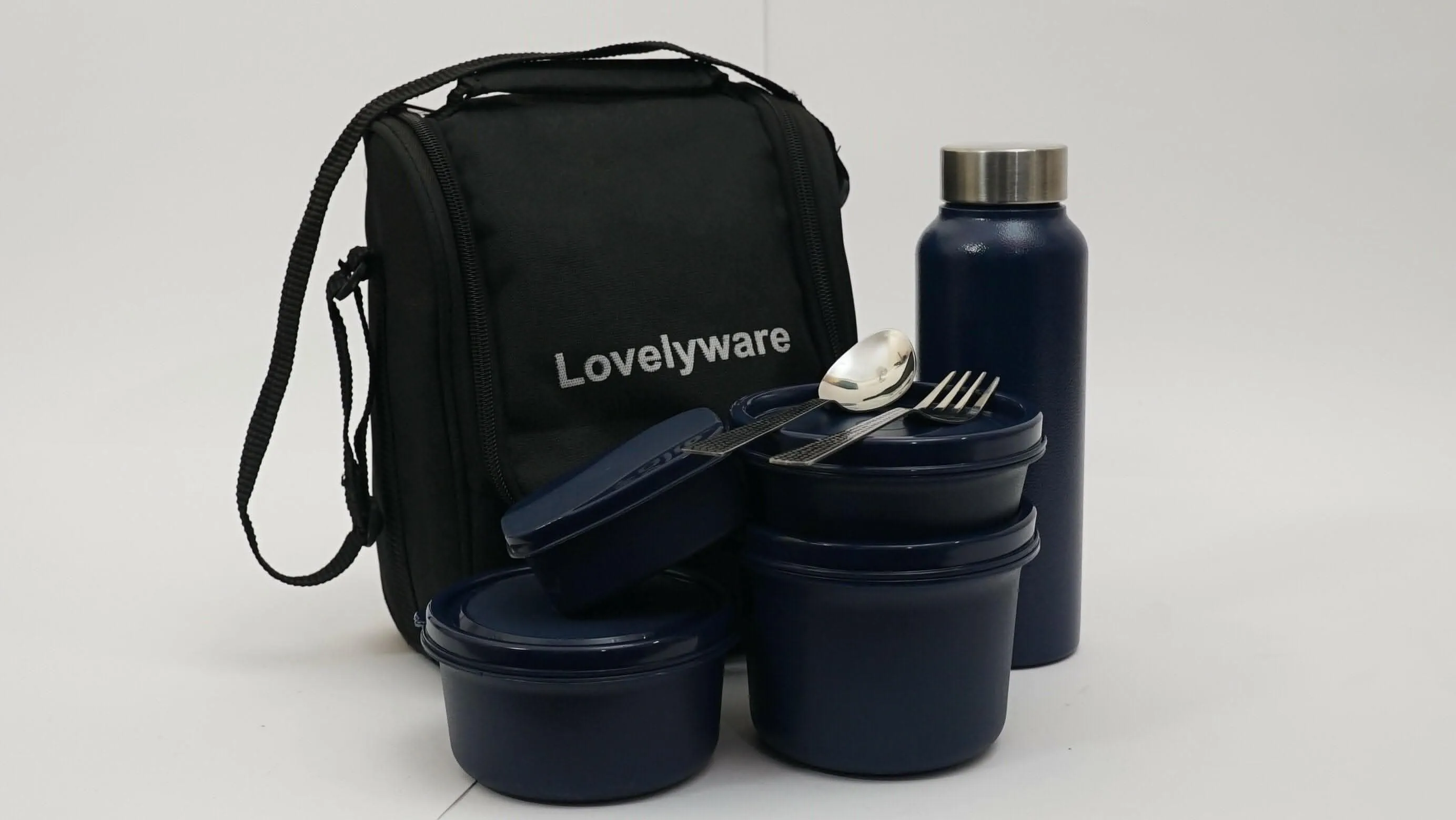 Office Lunch Box -5 Lunch Box (600ml, 400ml, 300ml, 150ml Container With Bottle 750ml With Spoon & Fork With Pickle Storage)