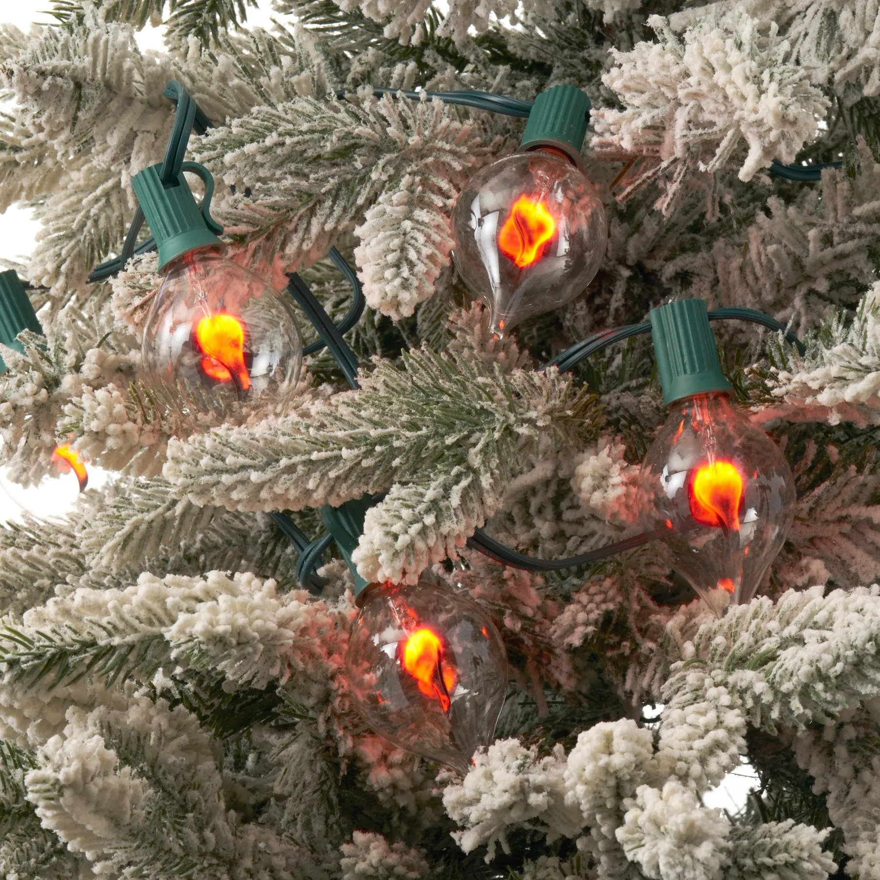 Orange Flickering Flame Clear Retro LED Bulb Light Strand Illuminating String Garland Set