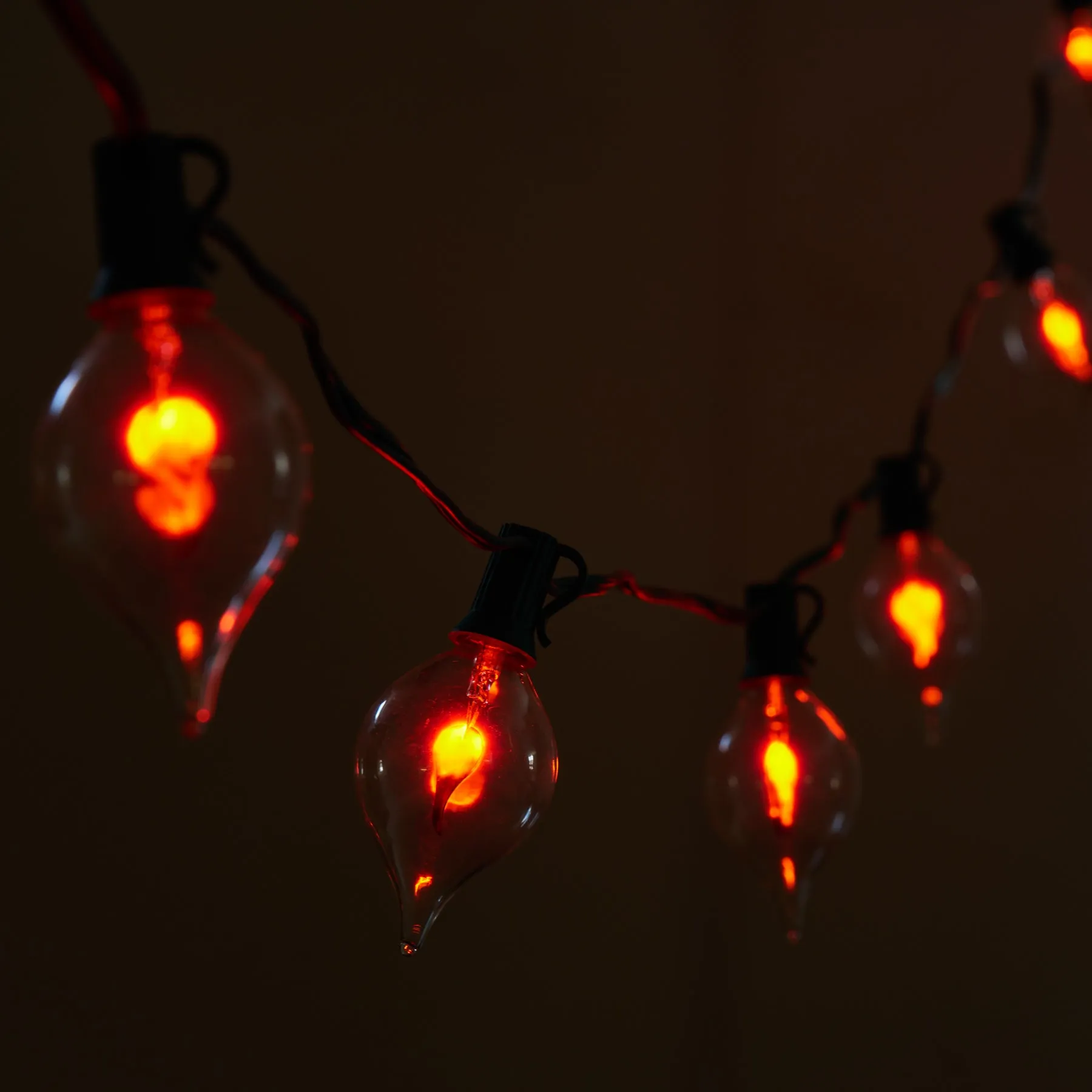 Orange Flickering Flame Clear Retro LED Bulb Light Strand Illuminating String Garland Set