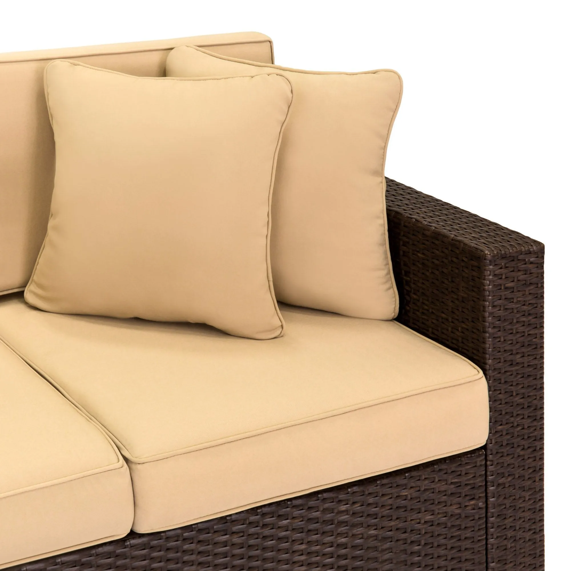 Outdoor 3-Seat All-Weather Wicker Lounge Sofa w/ Removable Cushions