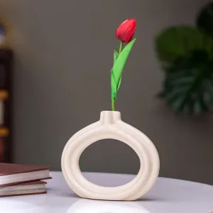 Oval Hollow Ceramic Handcrafted Flower vase