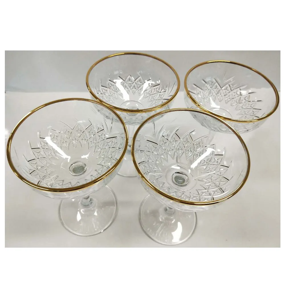 Pasabahce Timeless Champagne Saucer with Gold Rim 255ml Set of 4