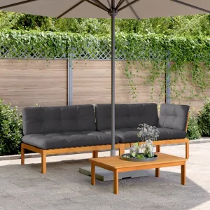 Patio Pallet Sofa Set with Cushions Furniture 3 Piece Solid Wood Acacia