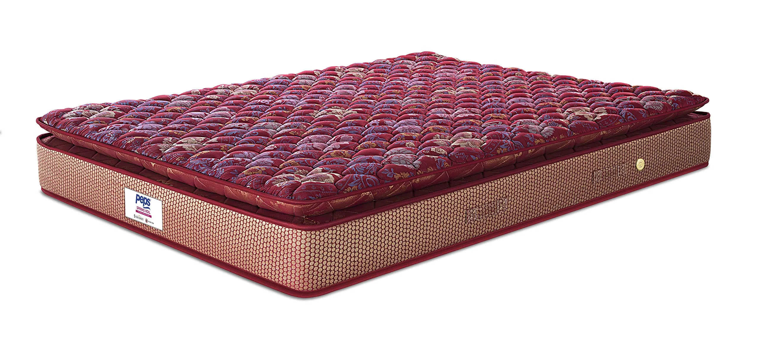 peps Springkoil Bonnell Pillow Top 6-inch Single Size Spring Mattress (Maroon, 80x48x06)