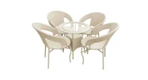 PRATHAM INDIA Beautiful Outdoor Garden Furniture Set for Coffee Table, Balcony Furniture, Office Furniture Patio Seating Set (Standard, Off White(4 Chair 1 Table))