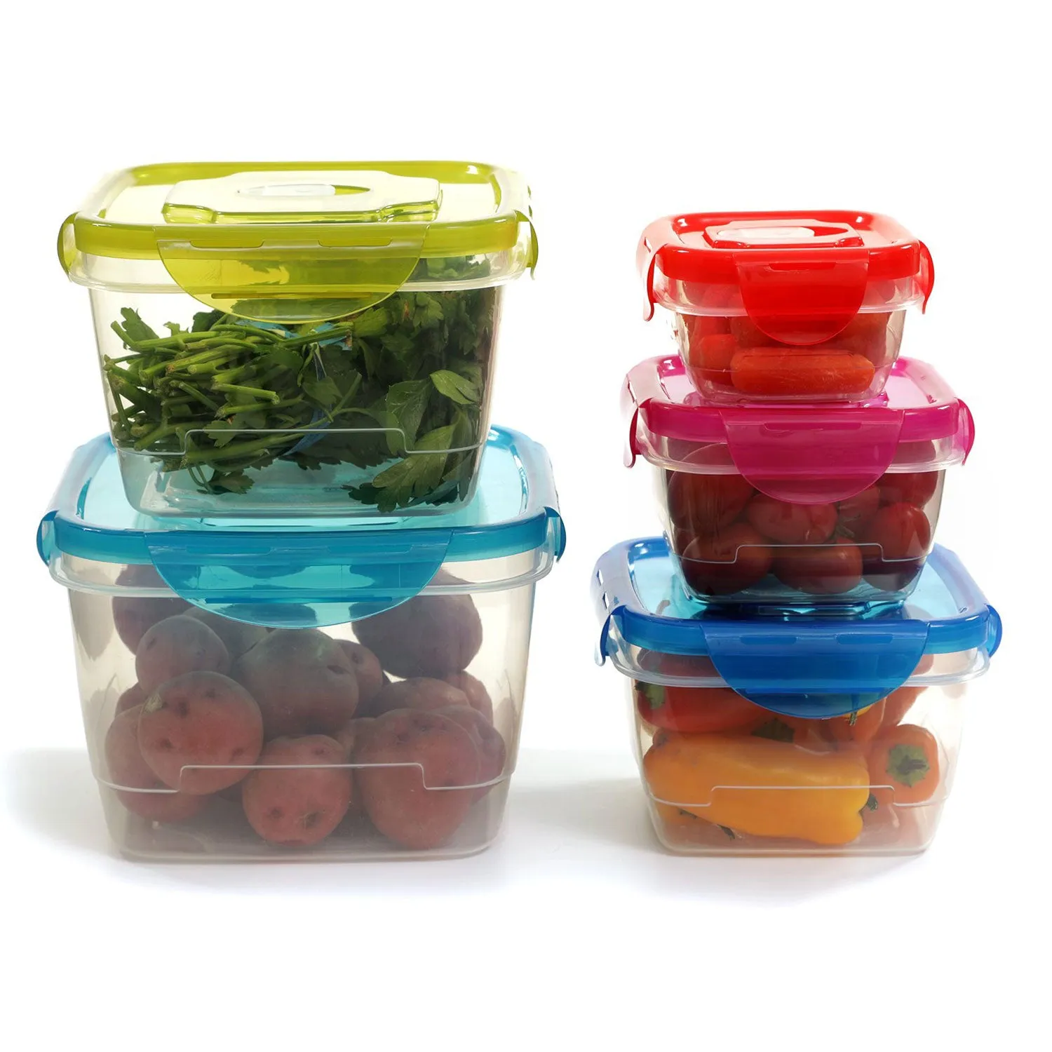 Premius FreshClip Nesting Food Storage Container Set With Lid, Multi, 5 Pack