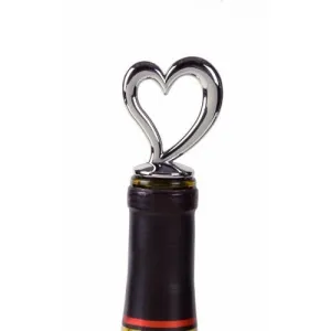 Prodyne Polished Chrome Heart Bottle Stopper