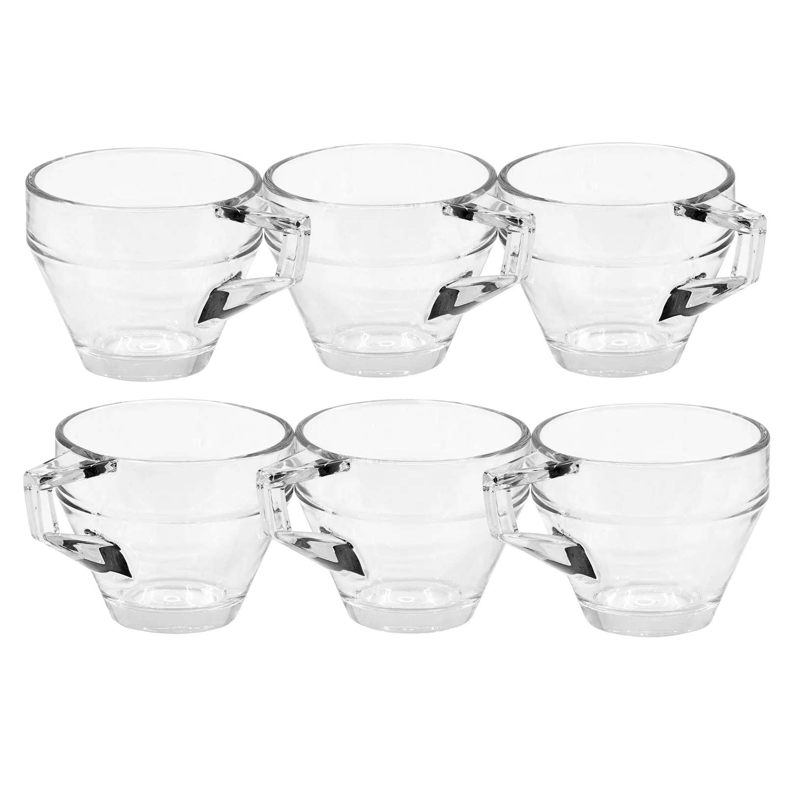 Red Co. European Modern Chic Glass Coffee Espresso Tea Mugs, 6.75 Ounces - Set of 6