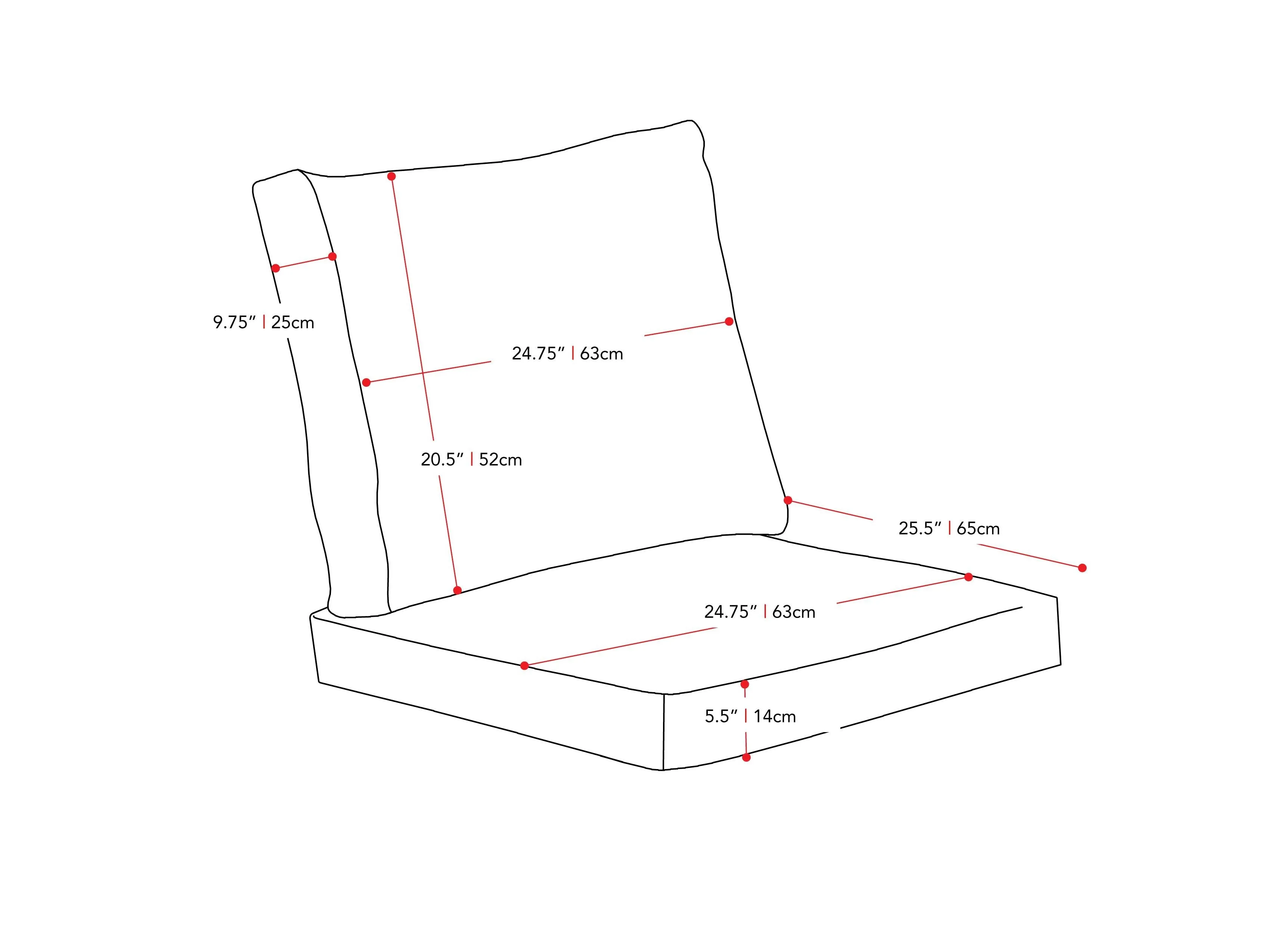 Replacement Back and Seat Sectional Cushion 2pc