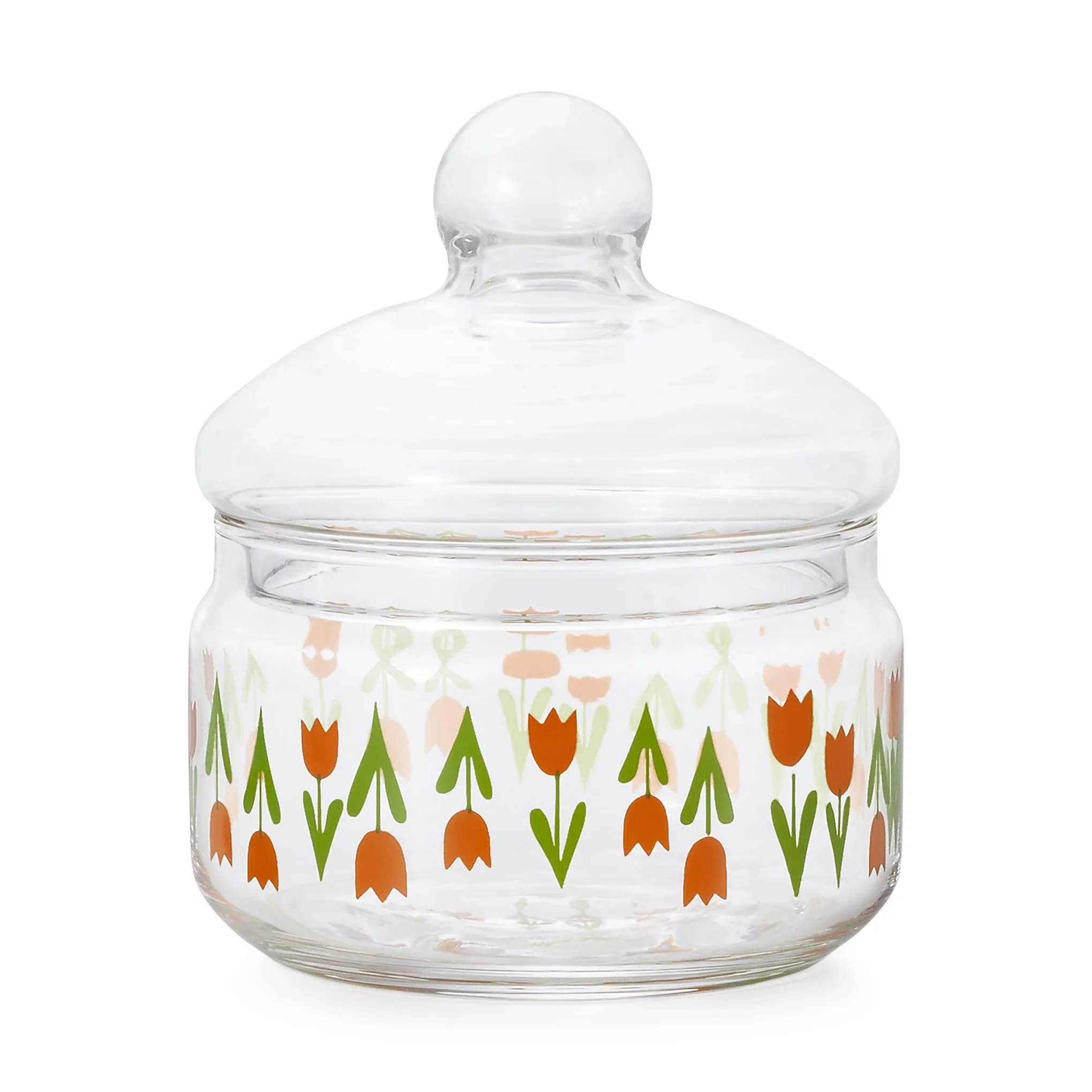 Retro Glass Jar with Lid - Tulips