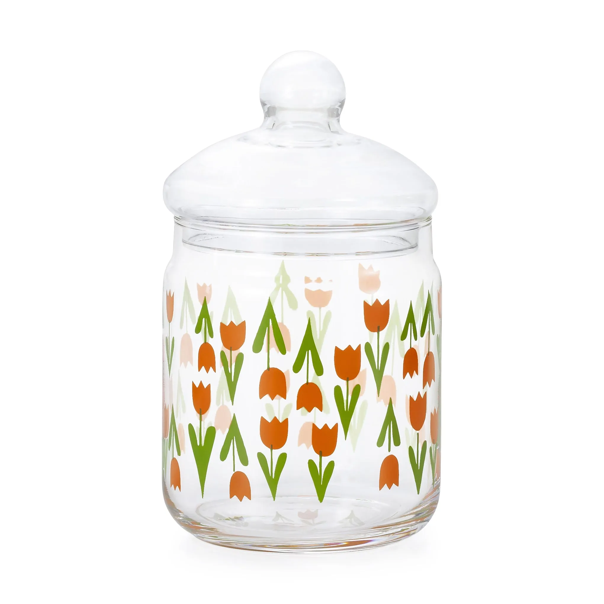 Retro Glass Jar with Lid - Tulips