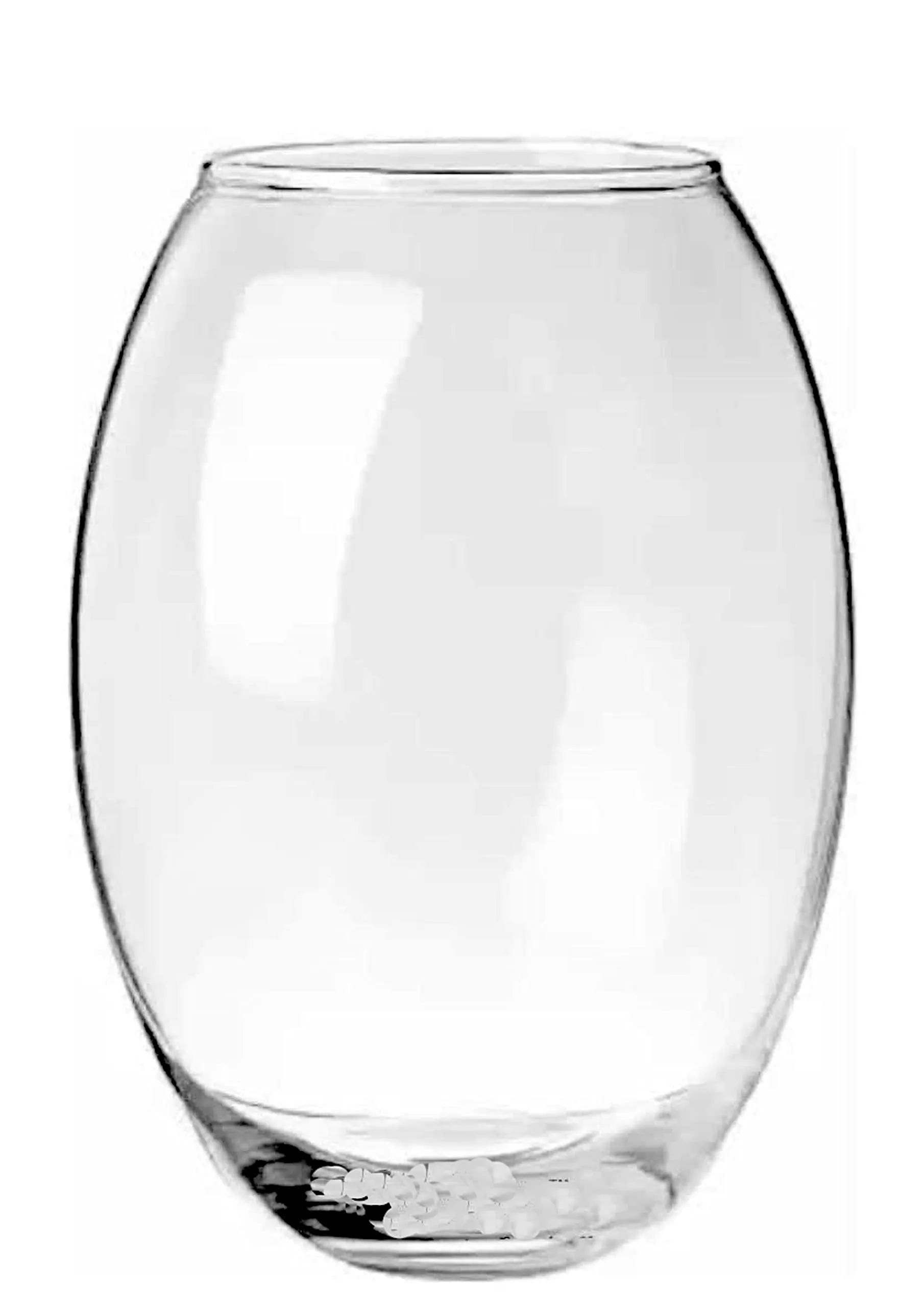 Rishabh Home Decoration Dholak Shaped Decorative Glass Vase for Living Room Table and Home Décor Gift Item 8 Inch Flower Pot Decorative Glass Vase (White) (12 inchi)