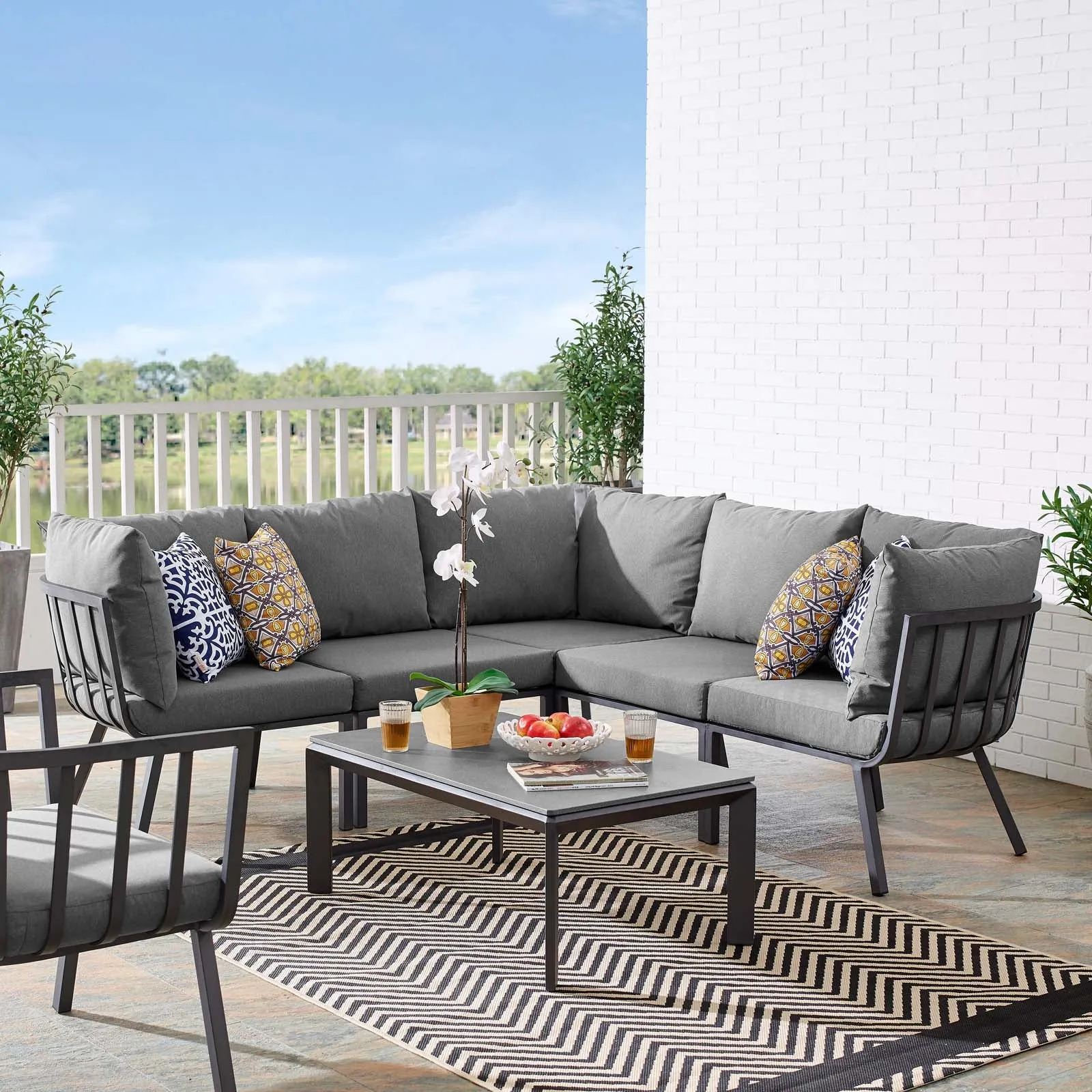 Riverside 6 Piece Outdoor Patio Aluminum Set