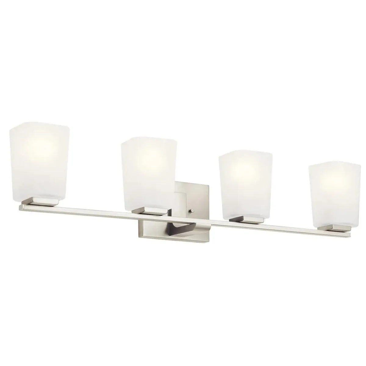 Roehm 32 In 4-Lights Bathroom Vanity Light With Clear Satin Etched Glass, Brushed Nickel Finish