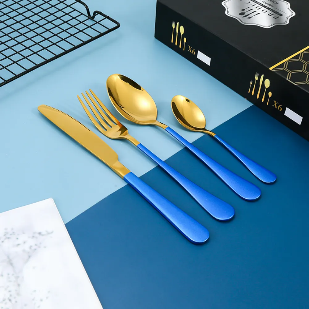 Stainless Steel Colored Cutlery Set - 16 Pieces