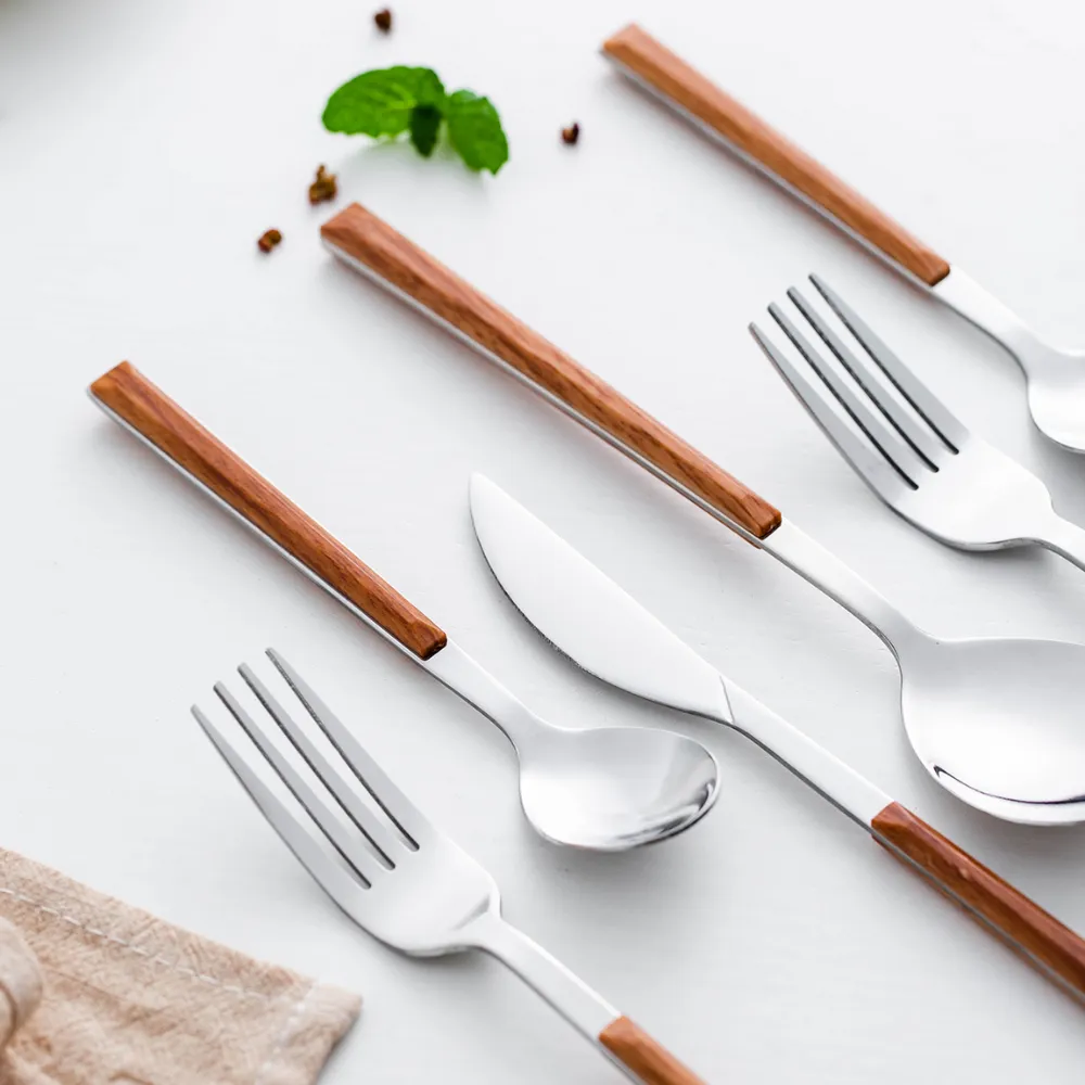 Stainless Steel Cutlery With Wooden Handles