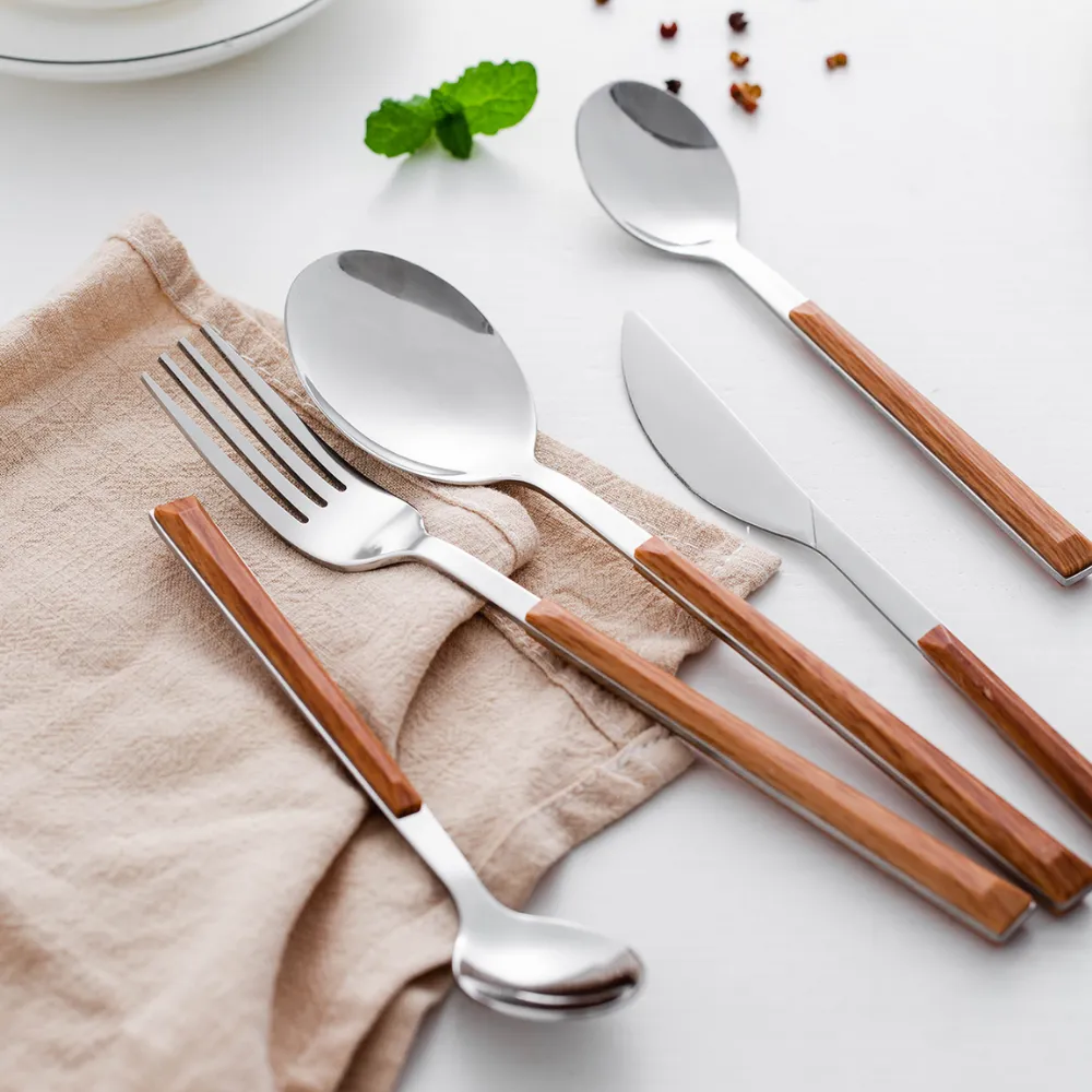 Stainless Steel Cutlery With Wooden Handles