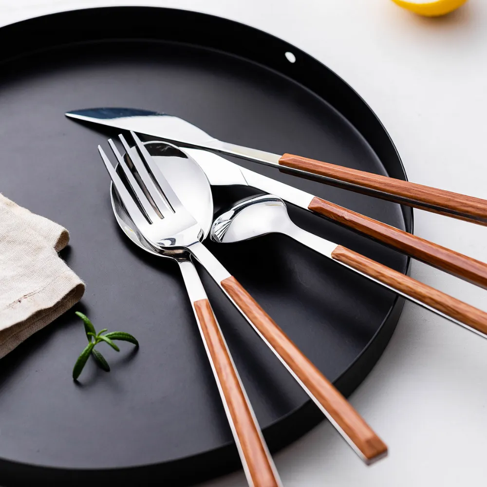 Stainless Steel Cutlery With Wooden Handles