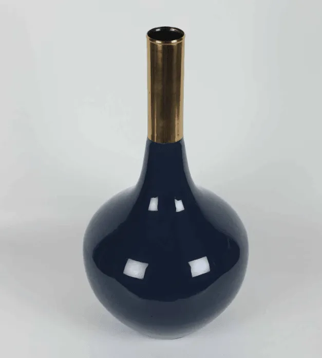 Stout Diedra Teal Blue Brass Floor Vase,