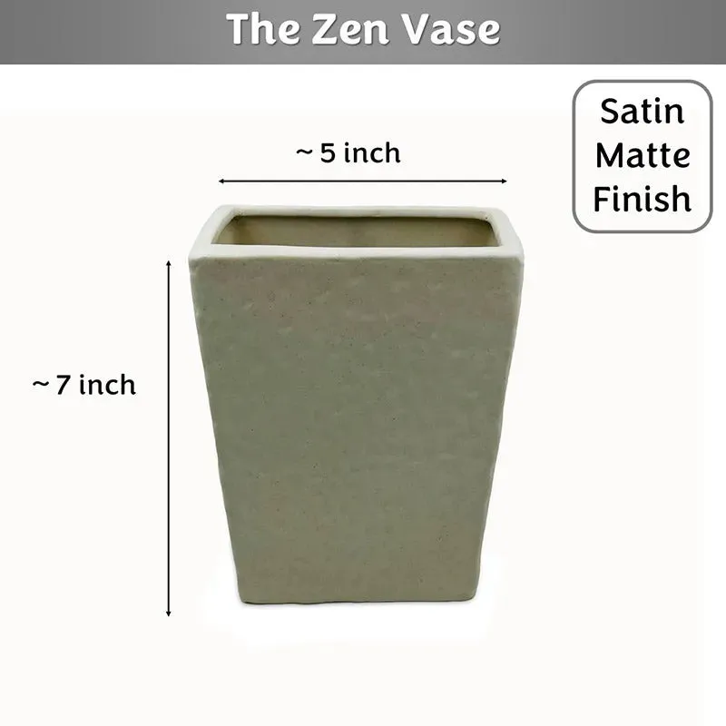 The Zen Ivory Sation Matte Face Vase | 7 inch