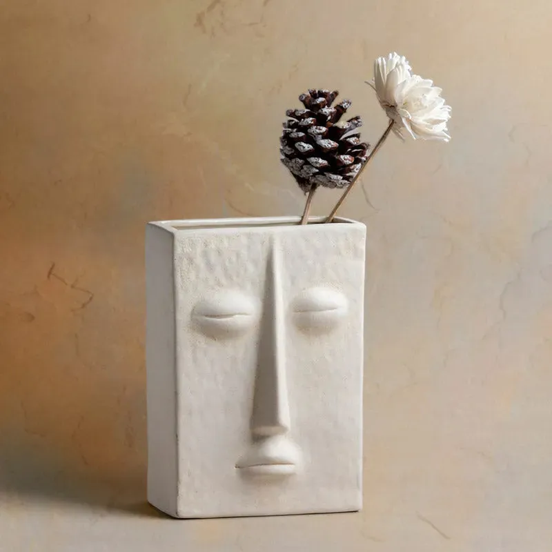 The Zen Ivory Sation Matte Face Vase | 7 inch