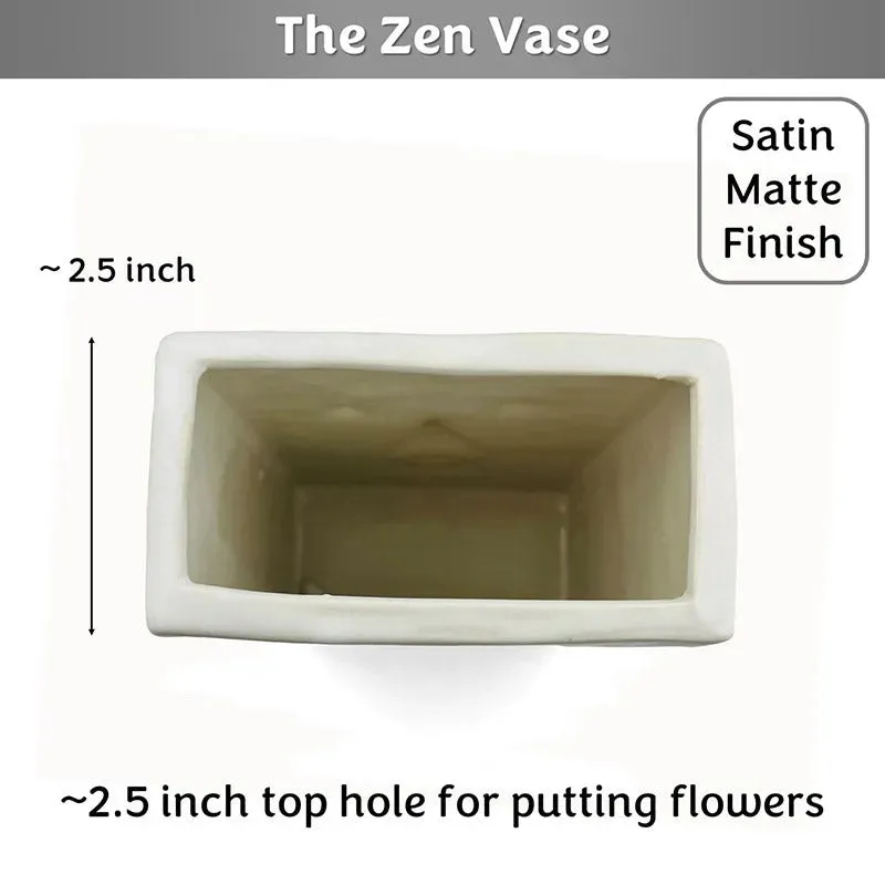 The Zen Ivory Sation Matte Face Vase | 7 inch