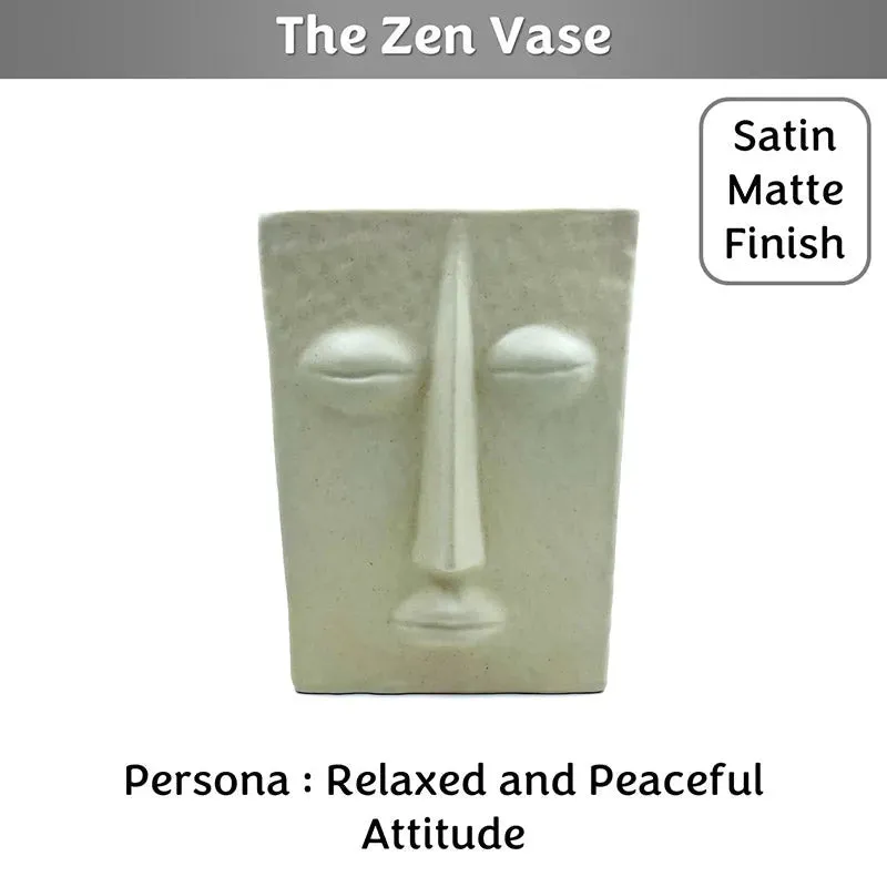 The Zen Ivory Sation Matte Face Vase | 7 inch