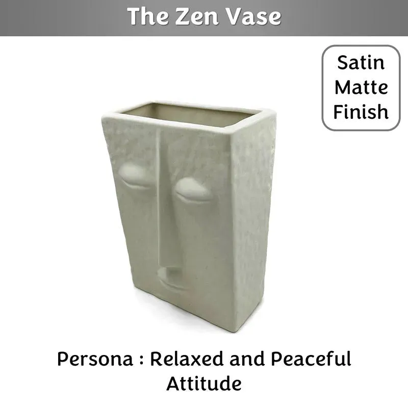 The Zen Ivory Sation Matte Face Vase | 7 inch