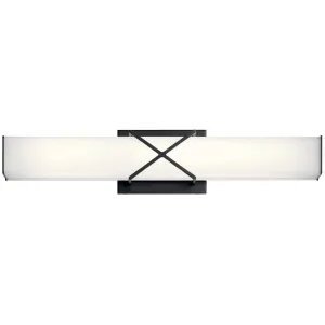 Trinsic 22 In 2-Lights LED Bathroom vanity Light With Clear Satin Etched Glass, Black Finish