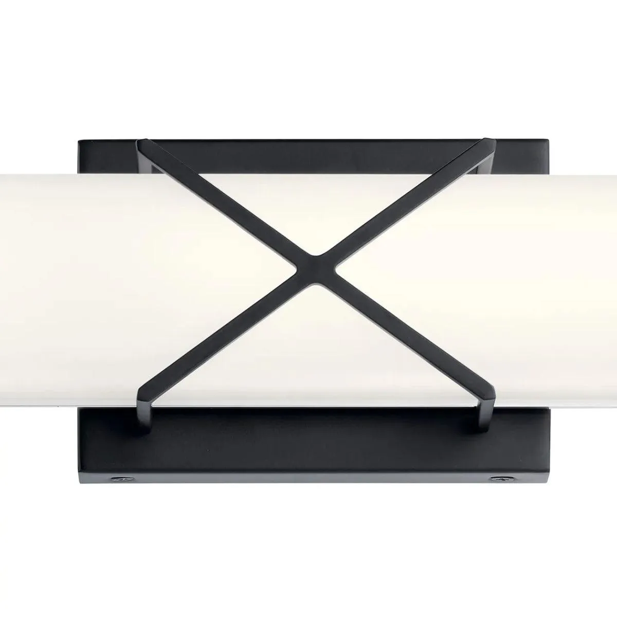 Trinsic 22 In 2-Lights LED Bathroom vanity Light With Clear Satin Etched Glass, Black Finish