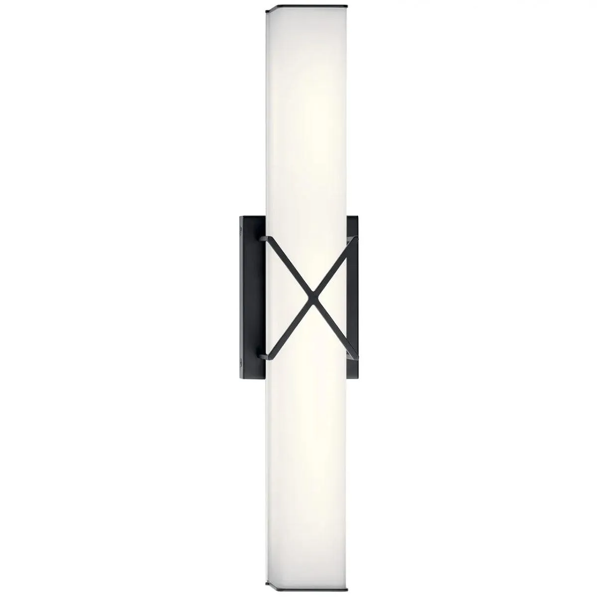 Trinsic 22 In 2-Lights LED Bathroom vanity Light With Clear Satin Etched Glass, Black Finish