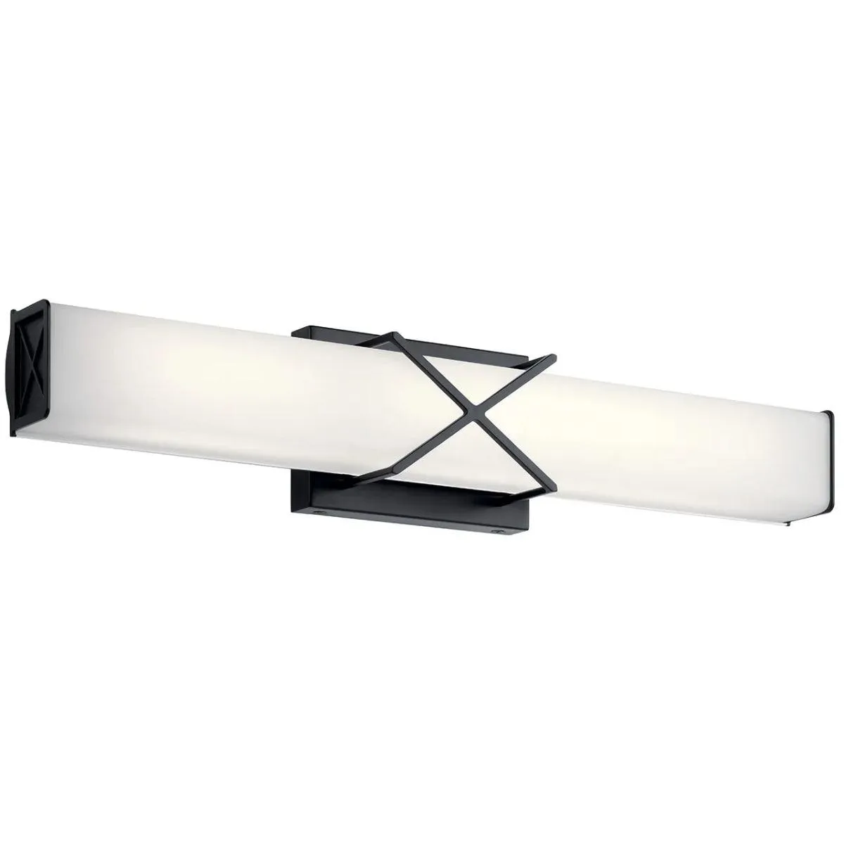 Trinsic 22 In 2-Lights LED Bathroom vanity Light With Clear Satin Etched Glass, Black Finish