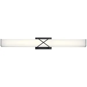 Trinsic 32 In 3-Lights LED Bathroom vanity Light With Clear Satin Etched Glass, Black Finish