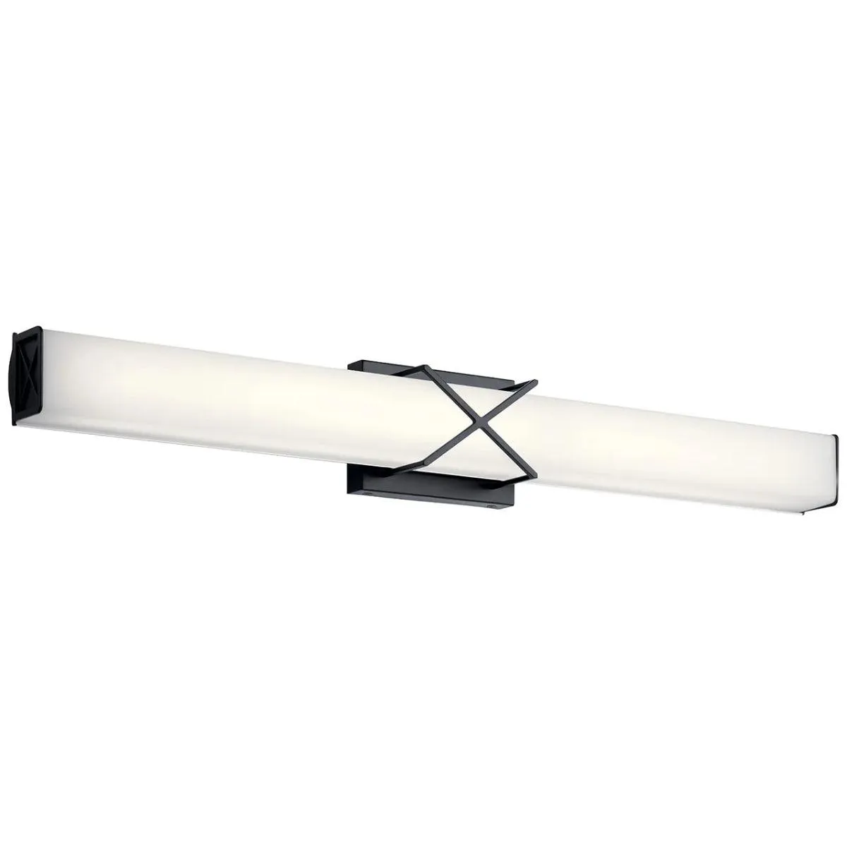 Trinsic 32 In 3-Lights LED Bathroom vanity Light With Clear Satin Etched Glass, Black Finish